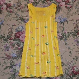 Arizona Jean Company Yellow Ribbed Tank Dress with Citrus Detail